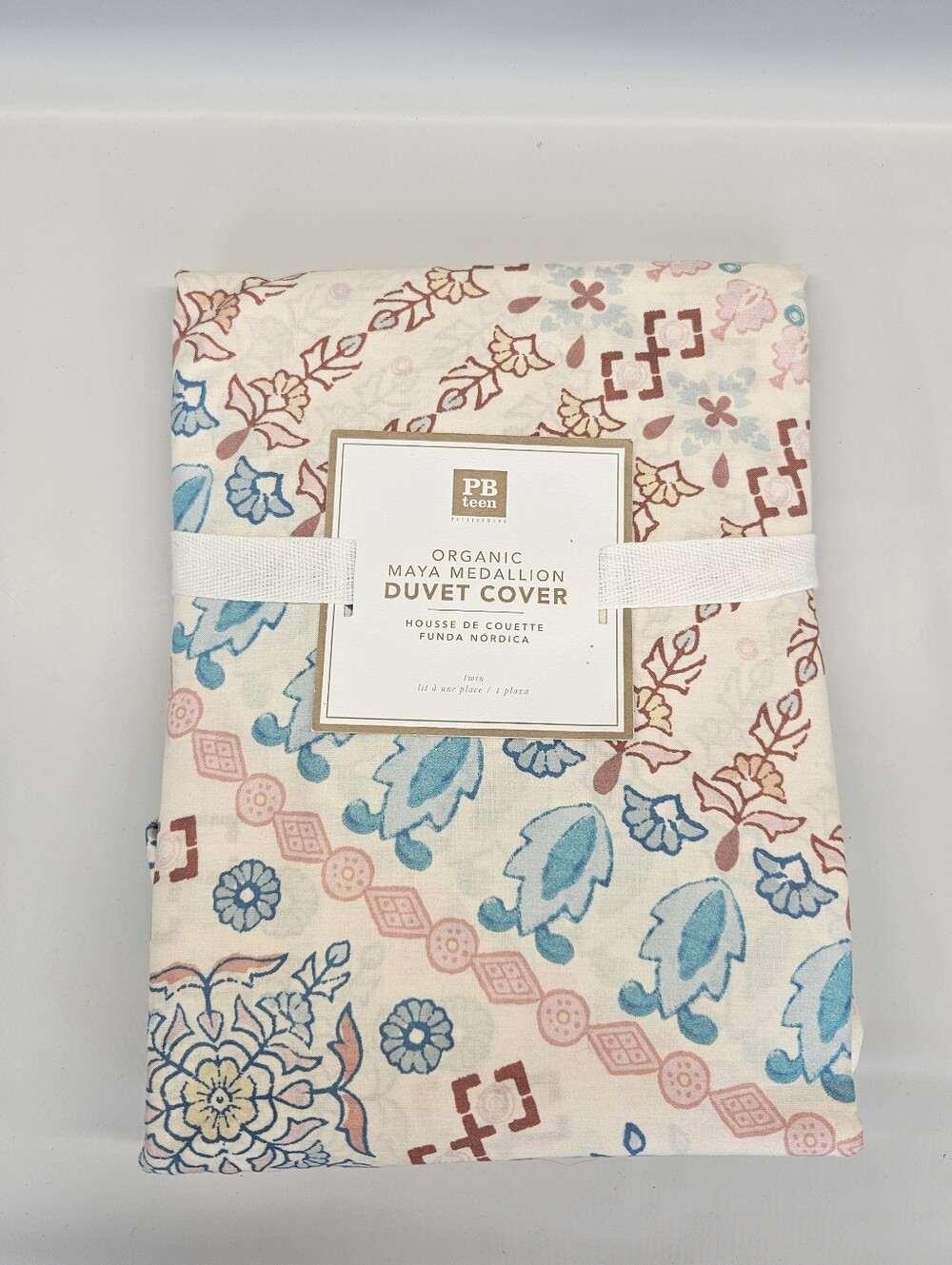 Pottery Barn Teen Girls Organic Maya Medallion Duvet Cover Multi Twin Ecru